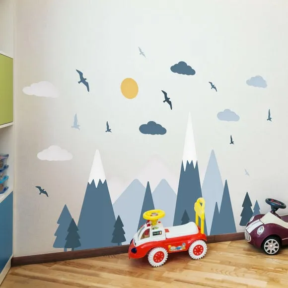 Mountain Landscape Wall Stickers - Multicolor, Vinyl