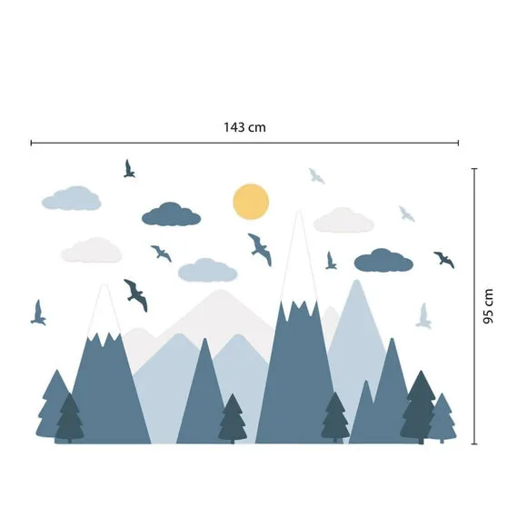 Mountain Landscape Wall Stickers - Multicolor, Vinyl