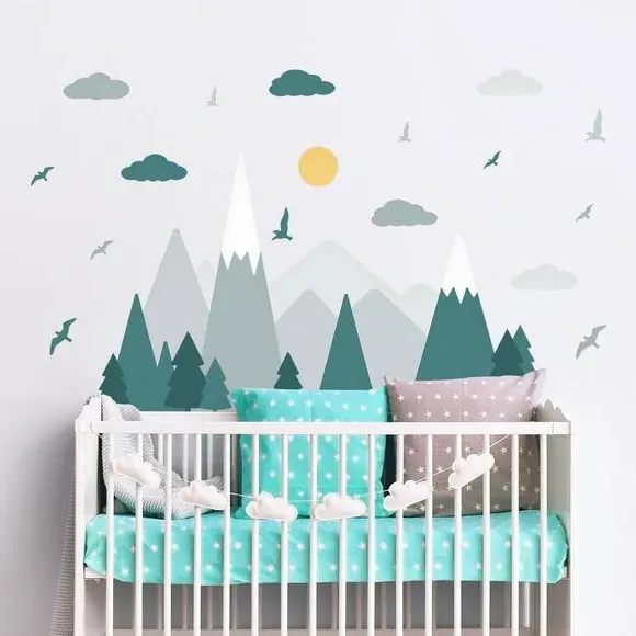 Mountain Landscape Wall Stickers - Multicolor, Vinyl image