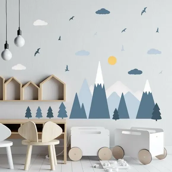 Mountain Landscape Wall Stickers - Multicolor, Vinyl image