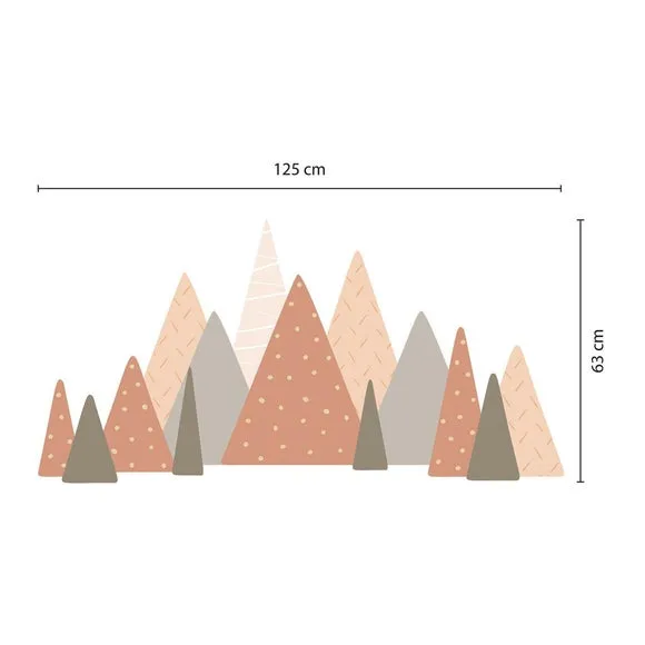 Mountain Wall Stickers - Pink, Vinyl