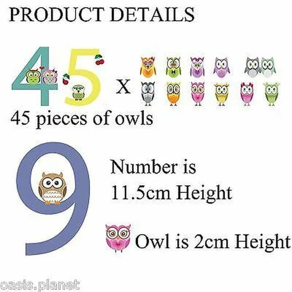 Numbers Wall Stickers - Multicolor, Vinyl