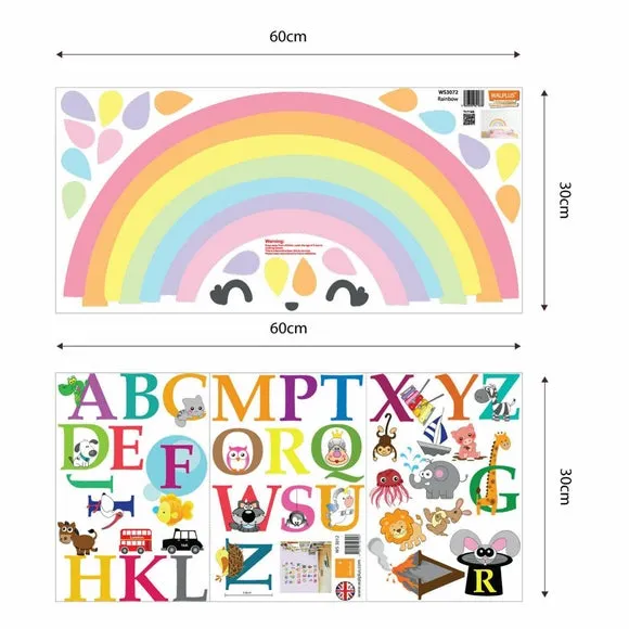 Rainbow Alphabet Wall Stickers - Multicolor, Vinyl