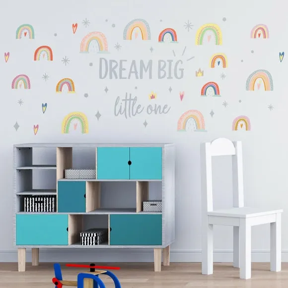 Rainbow Wall Stickers Dream Big - Grey, Vinyl