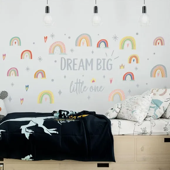 Rainbow Wall Stickers Dream Big - Grey, Vinyl