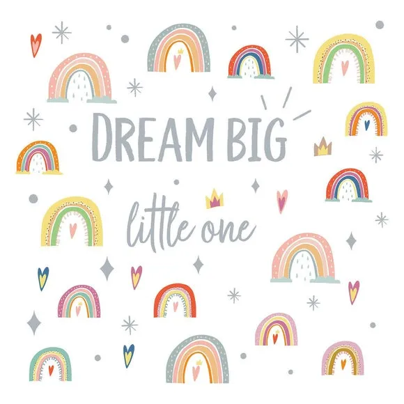 Rainbow Wall Stickers Dream Big - Grey, Vinyl