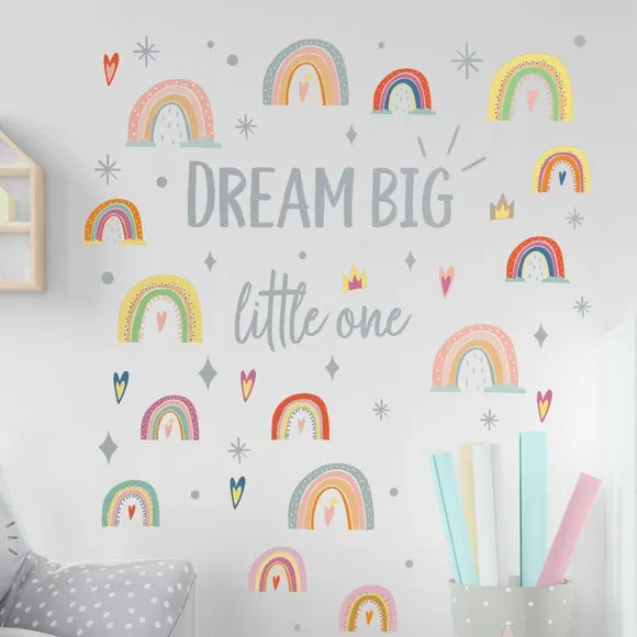Rainbow Wall Stickers Dream Big - Grey, Vinyl image