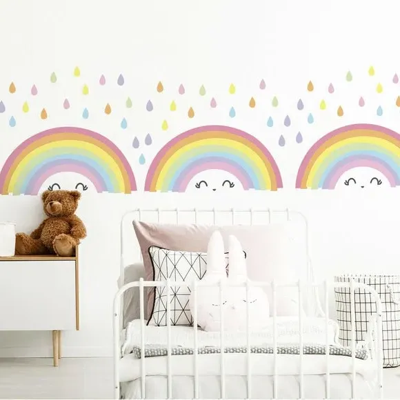 Rainbow Wall Stickers - Multicolor, Vinyl