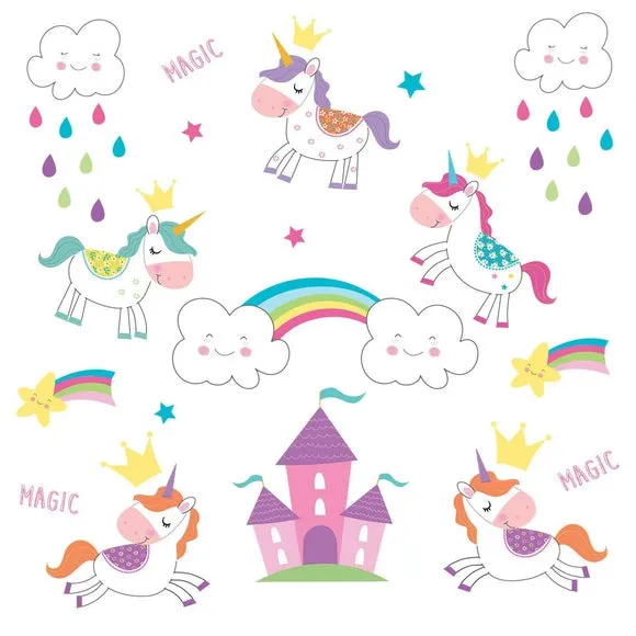 Unicorn World Wall Stickers - Multicolor, Vinyl