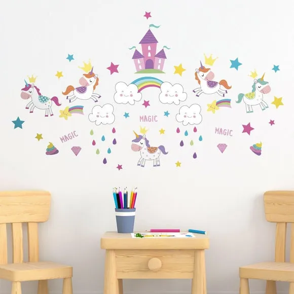 Unicorn World Wall Stickers - Multicolor, Vinyl