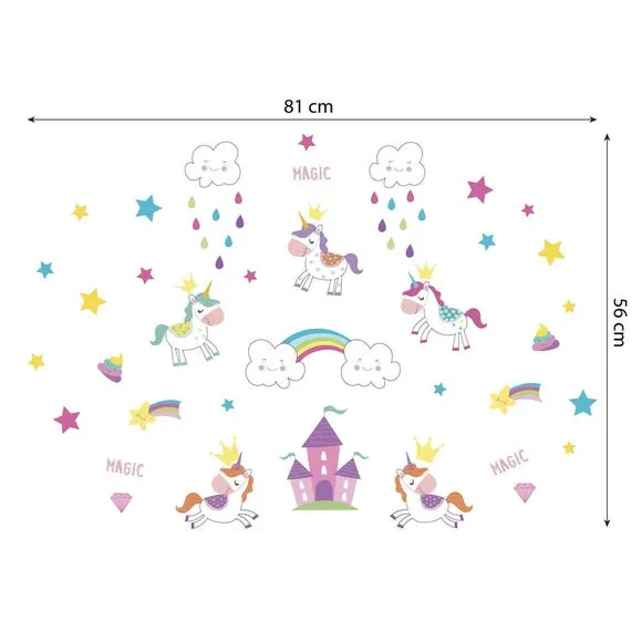 Unicorn World Wall Stickers - Multicolor, Vinyl