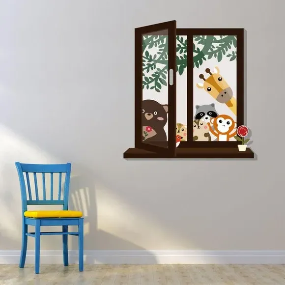 Window View Wall Sticker - Multicolor, Vinyl