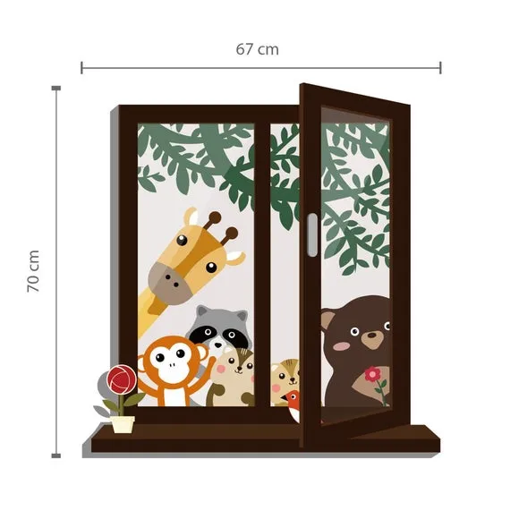 Window View Wall Sticker - Multicolor, Vinyl