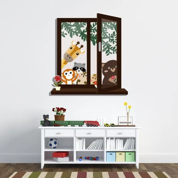Window View Wall Sticker - Multicolor, Vinyl image