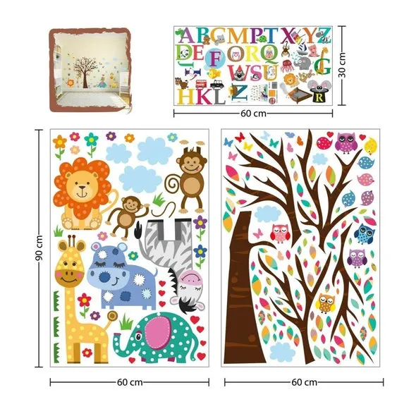 Zoo Alphabet Wall Stickers - Multicolor, Vinyl