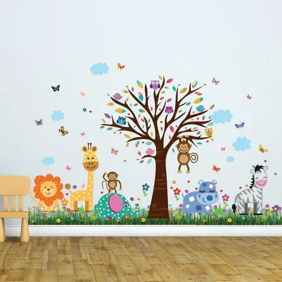 Zoo Animal Wall Sticker Set - Multicolor, Vinyl