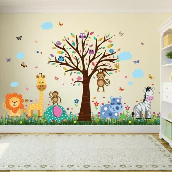 Zoo Animal Wall Sticker Set - Multicolor, Vinyl