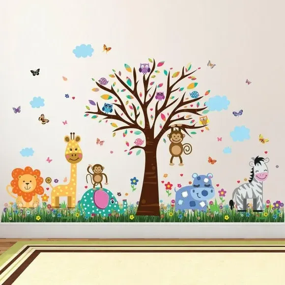 Zoo Animal Wall Sticker Set - Multicolor, Vinyl