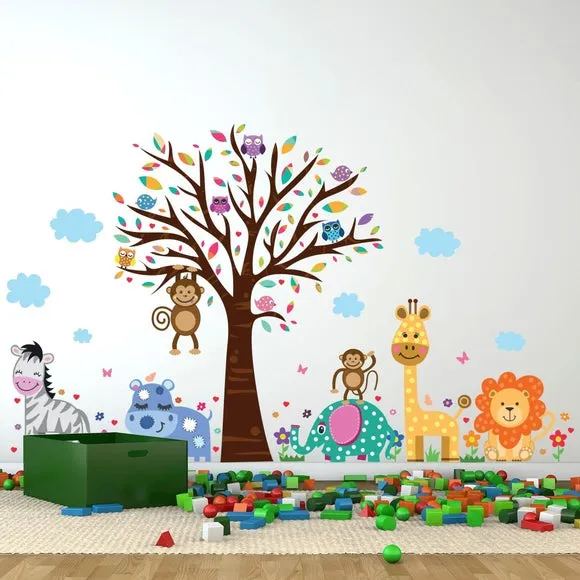 Zoo Animal Wall Stickers - Multicolor, Vinyl