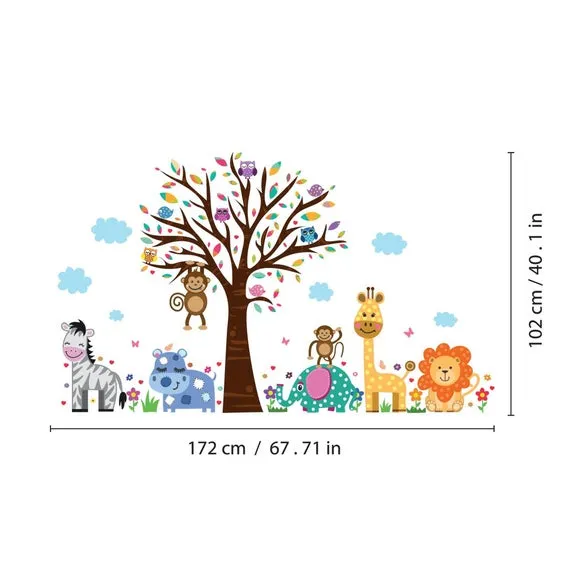Zoo Animal Wall Stickers - Multicolor, Vinyl