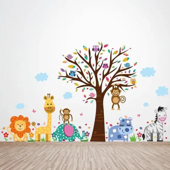 Zoo Animal Wall Stickers - Multicolor, Vinyl image