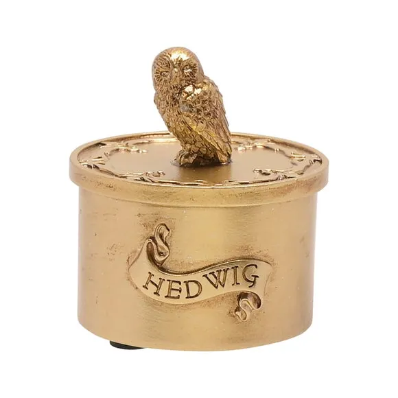 Owl Trinket Box with Lid - Gold, Resin