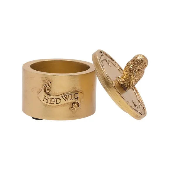 Owl Trinket Box with Lid - Gold, Resin