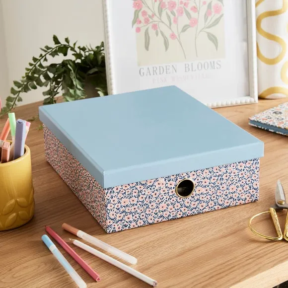 A4 Storage Box with Lid - Multicolor, Floral