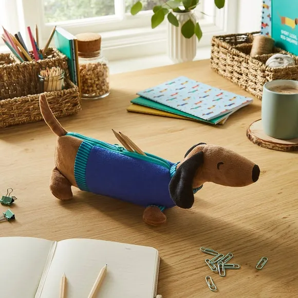 Dog-Shaped Pencil Case with Zip - Multicolor
