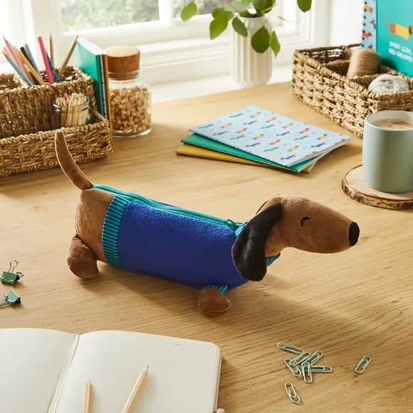 Dog-Shaped Pencil Case with Zip - Multicolor