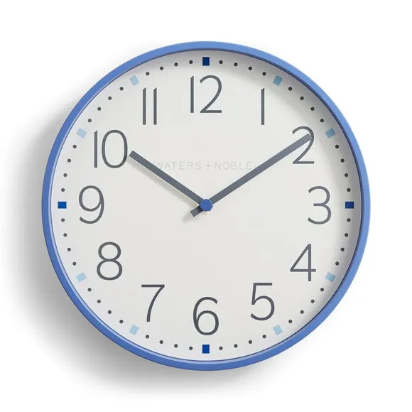 Round Wall Clock Analogue Display - Blue