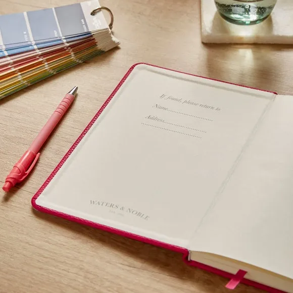 Ruled Notebook with Bookmark - Fuchsia, Faux Leather