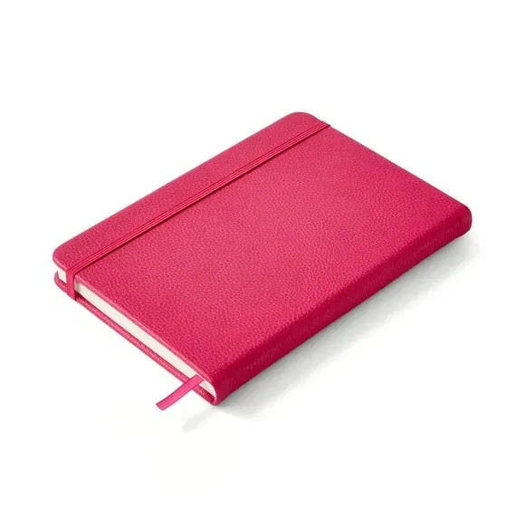 Ruled Notebook with Bookmark - Fuchsia, Faux Leather