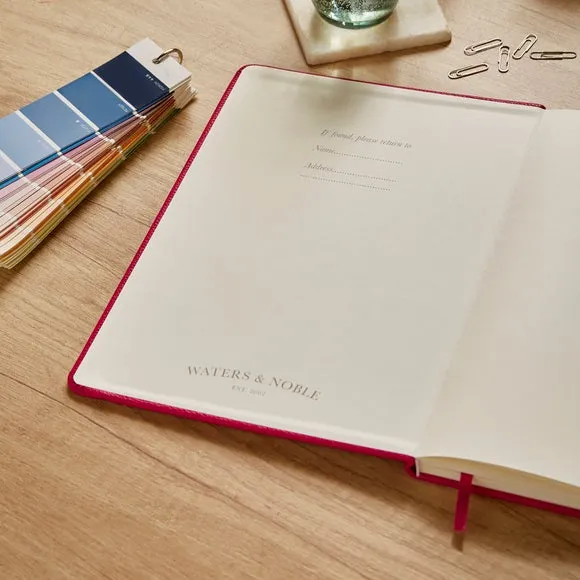 Ruled Notebook with Bookmark - Fuchsia, Faux Leather