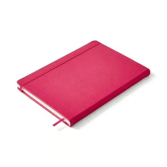 Ruled Notebook with Bookmark - Fuchsia, Faux Leather