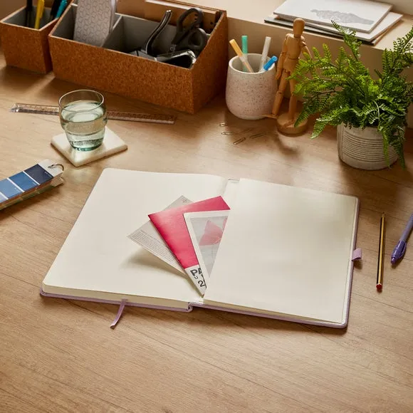 Ruled Notebook with Bookmark - Lilac, Faux Leather