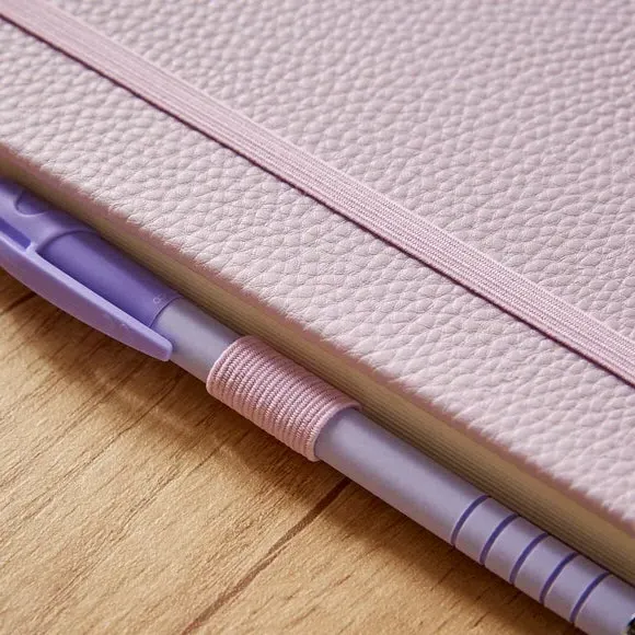 Ruled Notebook with Bookmark - Lilac, Faux Leather