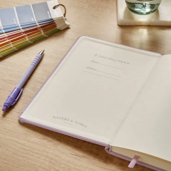 Ruled Notebook with Bookmark - Lilac, Faux Leather