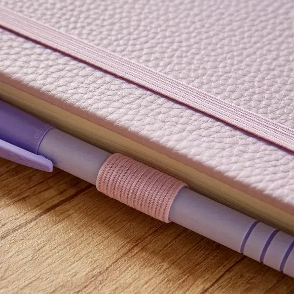 Ruled Notebook with Bookmark - Lilac, Faux Leather