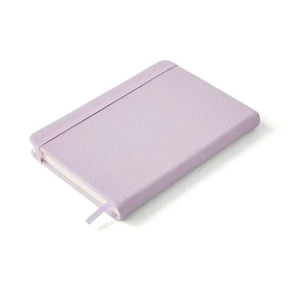 Ruled Notebook with Bookmark - Lilac, Faux Leather