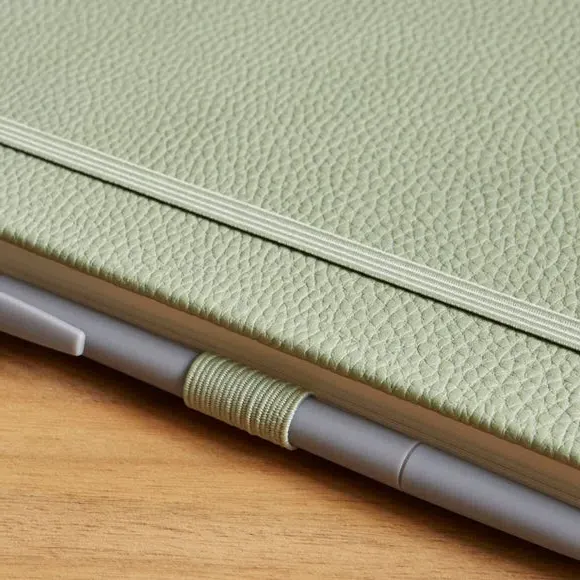 Ruled Notebook with Bookmark - Lilypad, Faux Leather