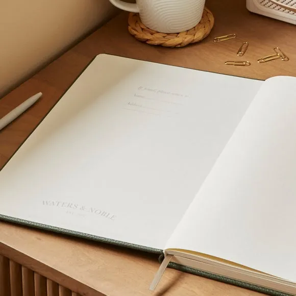 Ruled Notebook with Bookmark - Olive, Faux Leather