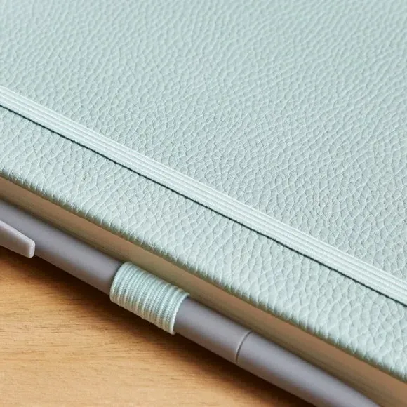 Ruled Notebook with Bookmark - Teal, Faux Leather