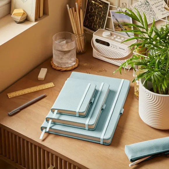 Ruled Notebook with Bookmark - Teal, Faux Leather