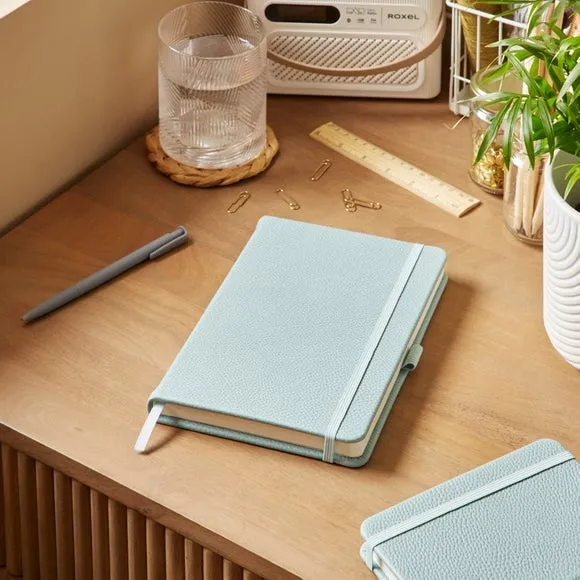 Ruled Notebook with Bookmark - Teal, Faux Leather