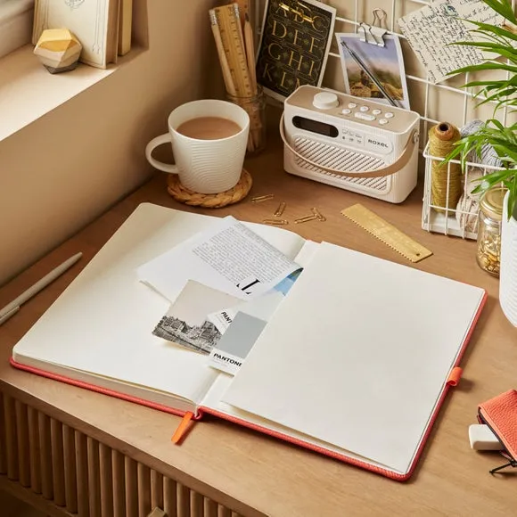 Ruled Notebook with Bookmark - Tigerlily, Faux Leather