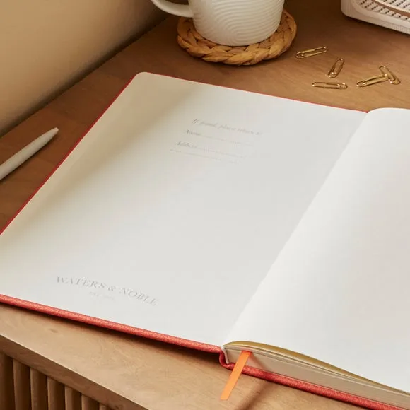 Ruled Notebook with Bookmark - Tigerlily, Faux Leather