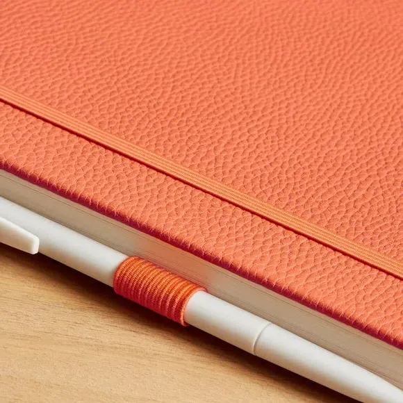 Ruled Notebook with Bookmark - Tigerlily, Faux Leather