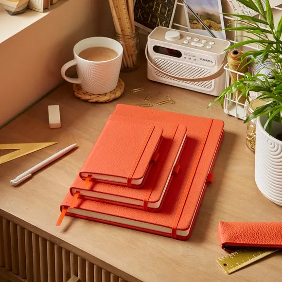Ruled Notebook with Bookmark - Tigerlily, Faux Leather