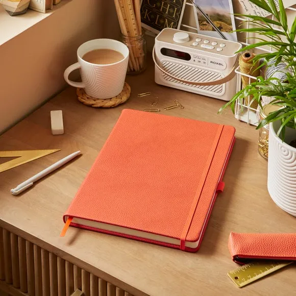 Ruled Notebook with Bookmark - Tigerlily, Faux Leather
